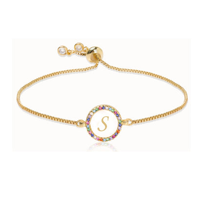 "S" Luxe Monogram Rainbow Initial Bracelet