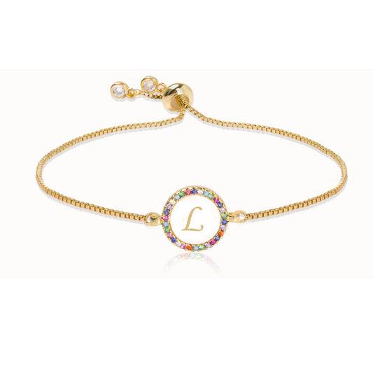 "L" Luxe Monogram Rainbow Initial Bracelet