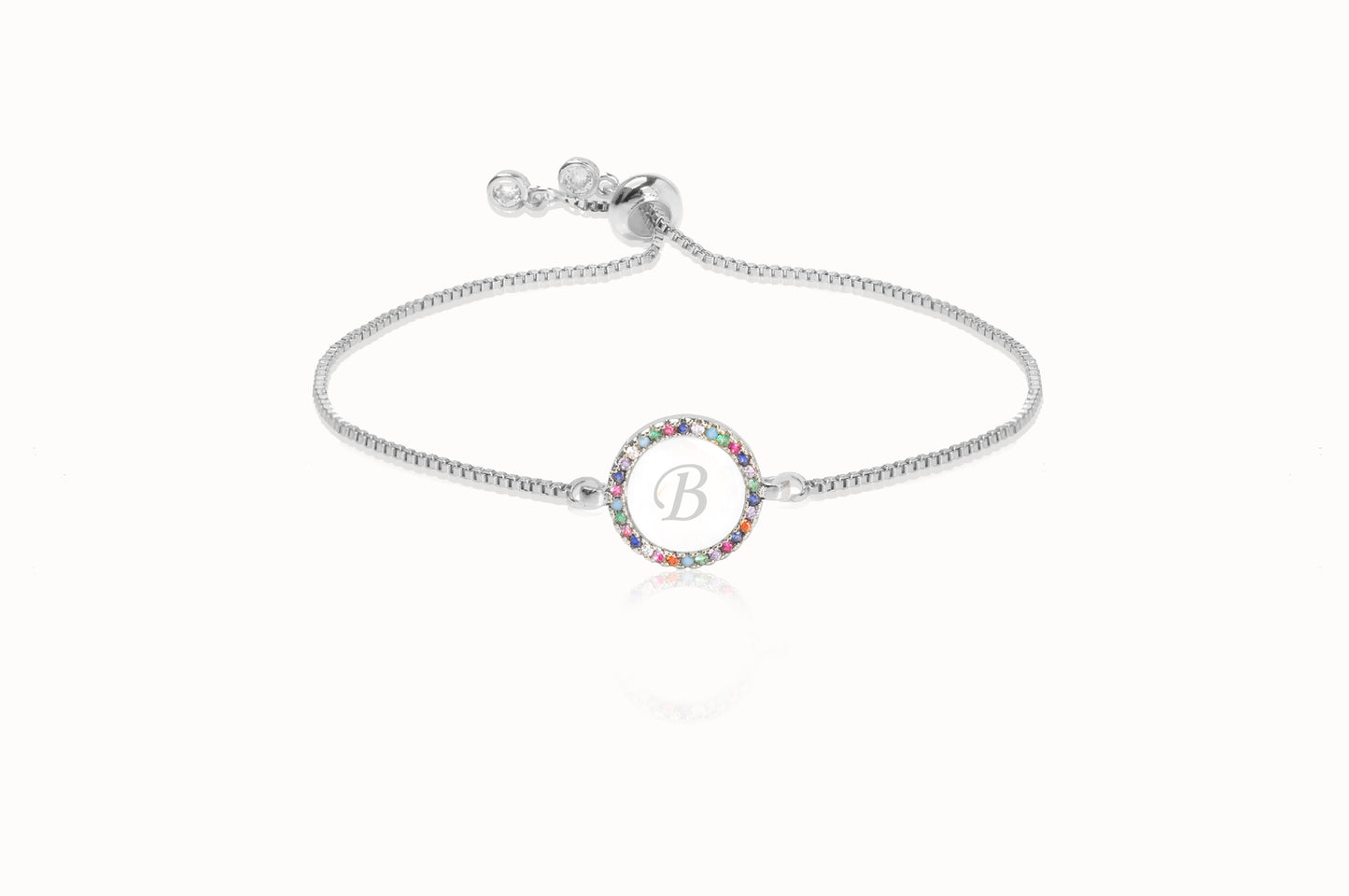 "B" Luxe Monogram Rainbow Initial Bracelet