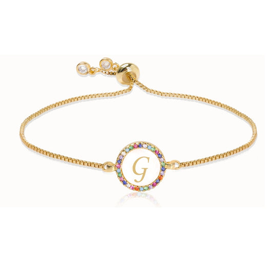 "G" Luxe Monogram Rainbow Initial Bracelet