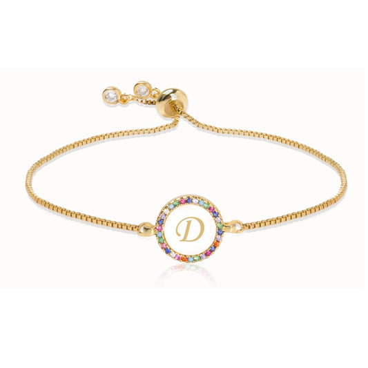"D" Luxe Monogram Rainbow Initial Bracelet