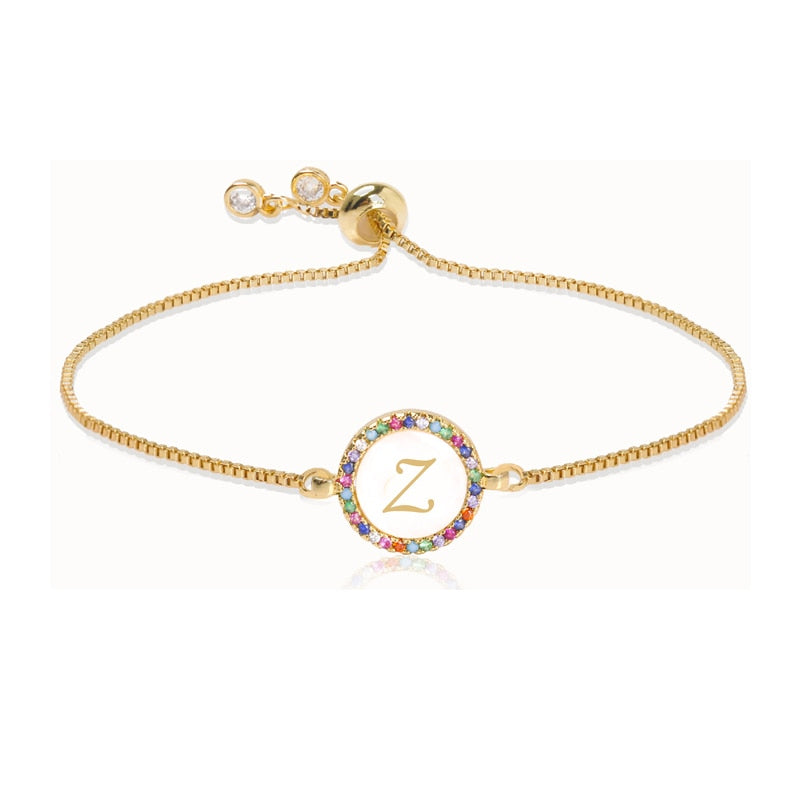 "Z" Luxe Monogram Rainbow Initial Bracelet