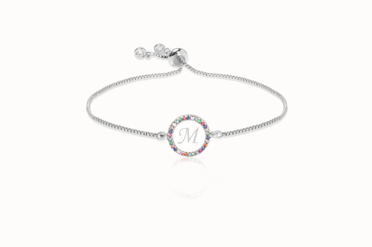 "M" Luxe Monogram Rainbow Initial Bracelet