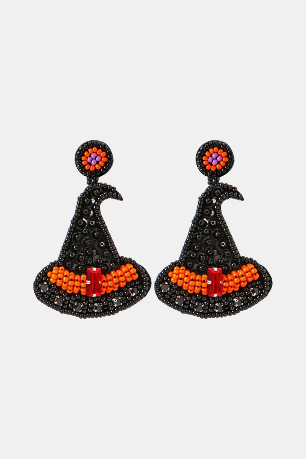 Witch's Hat Shape Beaded Dangle Earrings