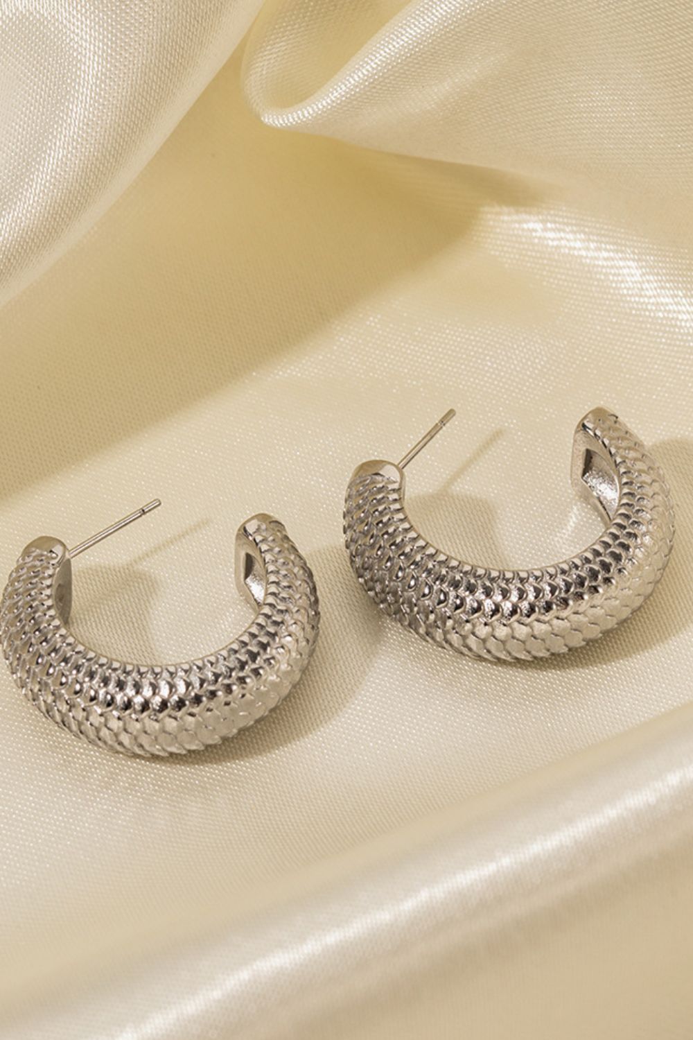 Stainless Steel Scale C-Hoop Earrings