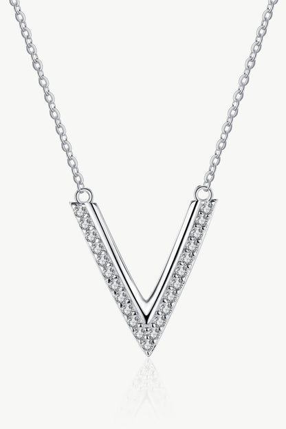 Adored Sterling Silver V Letter Pendant Necklace