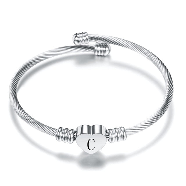 C Initial Bracelet | Stainless Steel Silver